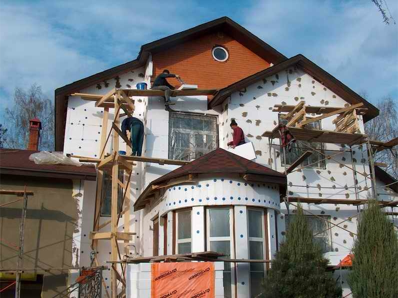утепление дома пенопластом  